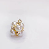 KC Plated Rhinestone Pearl Eardrop Pendant Charms Necklace Accessories