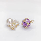 KC Plated Rhinestone Pearl Eardrop Pendant Charms Necklace Accessories