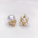 KC Plated Rhinestone Pearl Eardrop Pendant Charms Necklace Accessories