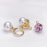 KC Plated Rhinestone Pearl Eardrop Pendant Charms Necklace Accessories
