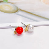 KC Rhinestone Pearl Stud Earrings Charms 8pcs
