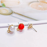 KC Rhinestone Pearl Stud Earrings Charms 8pcs