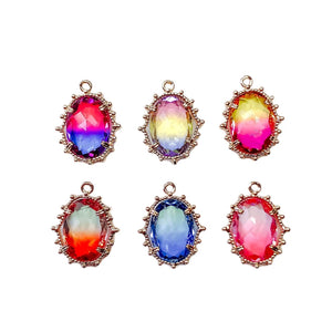 Oval Crystal Charms Necklace Earring Accessories DIY Material