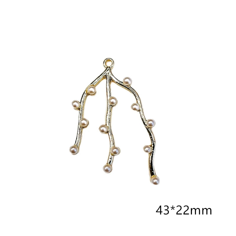6pcs Pearl Eardrop Metal Pendant DIY Jewelry Making