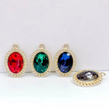 KC Oval Rhinestone Eardrop Crystal Pendant Necklace Earring
