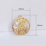 KC Plated Rhinestone Flower Bird Eardrop Pendant Charms Jewelry