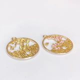 KC Plated Rhinestone Flower Bird Eardrop Pendant Charms Jewelry