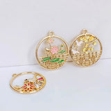 KC Plated Rhinestone Flower Bird Eardrop Pendant Charms Jewelry