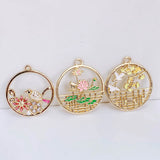 KC Plated Rhinestone Flower Bird Eardrop Pendant Charms Jewelry