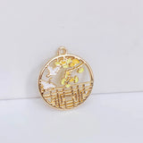 KC Plated Rhinestone Flower Bird Eardrop Pendant Charms Jewelry