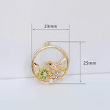 KC Plated Rhinestone Flower Bird Eardrop Pendant Charms Jewelry
