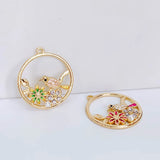 KC Plated Rhinestone Flower Bird Eardrop Pendant Charms Jewelry
