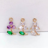 KC Rhinestone Eardrop Crystal Flower Pendant Charms Necklace Earring Accessories
