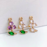 KC Rhinestone Eardrop Crystal Flower Pendant Charms Necklace Earring Accessories