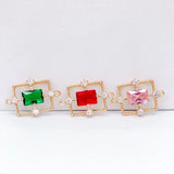 Crystal Rectangle Pendant Charms Necklace Earring Accessories