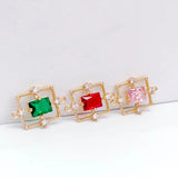 Crystal Rectangle Pendant Charms Necklace Earring Accessories
