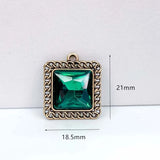 KC Square Rhinestone Eardrop Crystal Pendant Charms Necklace Earring Accessories