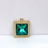 KC Square Rhinestone Eardrop Crystal Pendant Charms Necklace Earring Accessories