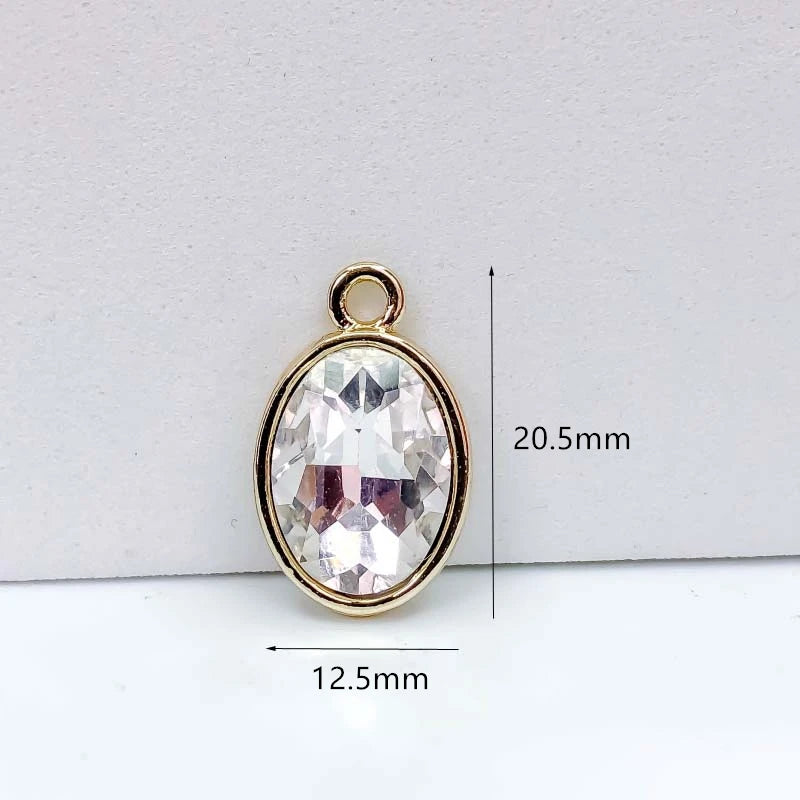 KC Rhinestone Eardrop Crystal Pendant Charms 8pcs
