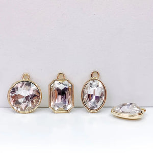 KC Rhinestone Eardrop Crystal Pendant Charms 8pcs