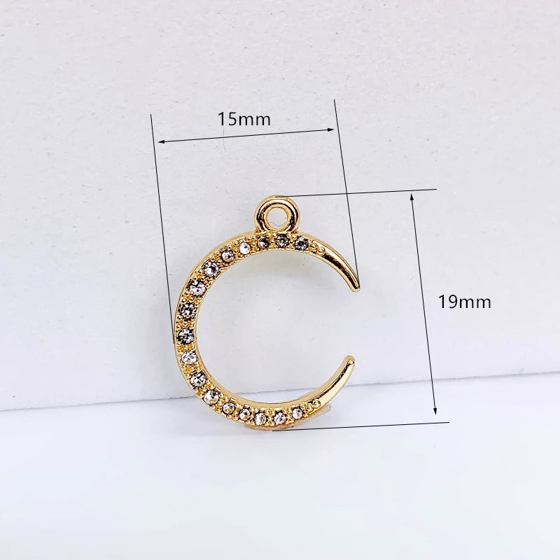 KC Plated Moon Rhinestone Eardrop Charms Jewelry DIY