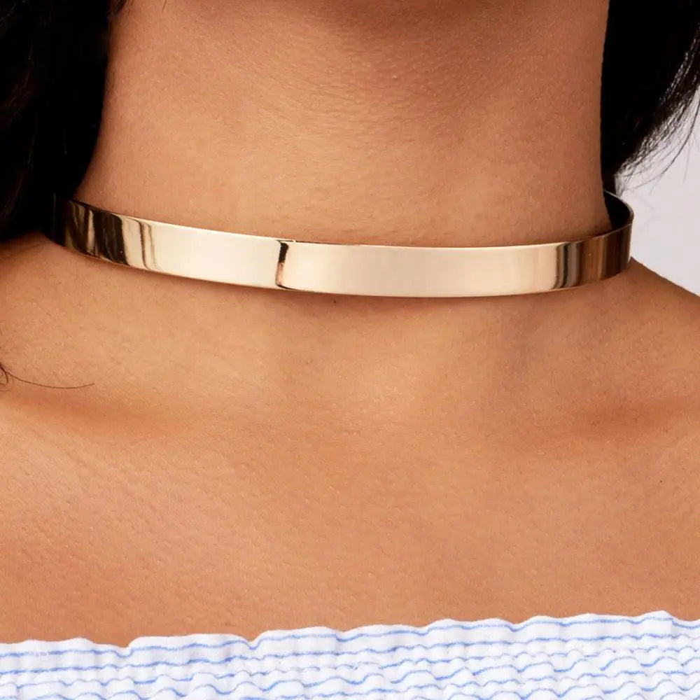 10MM Metal Torques Choker Necklaces Cuff Collar Vintage Minimalism Gift