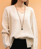 Ethnic Charm Silver Buddha Pendant Necklace Stone Beads Strand Necklaces