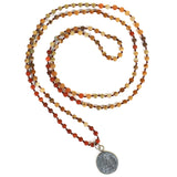 Ethnic Charm Silver Buddha Pendant Necklace Stone Beads Strand Necklaces