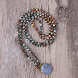 Ethnic Charm Silver Buddha Pendant Necklace Stone Beads Strand Necklaces