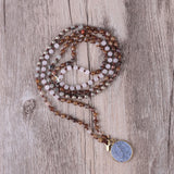Ethnic Charm Silver Buddha Pendant Necklace Stone Beads Strand Necklaces