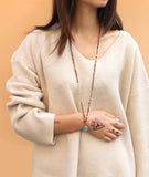 Ethnic Charm Silver Buddha Pendant Necklace Stone Beads Strand Necklaces