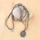 Silver Plated Buddha Pendant Necklace Stone Beads Women Chokers Jewelry Chains