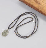 Silver Plated Buddha Pendant Necklace Stone Beads Women Chokers Jewelry Chains