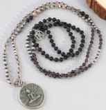 Silver Plated Buddha Pendant Necklace Stone Beads Women Chokers Jewelry Chains