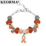 Pink Ribbon Pendant Heart Bracelet Breast Cancer Awareness Gift