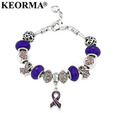 Pink Ribbon Pendant Heart Bracelet Breast Cancer Awareness Gift