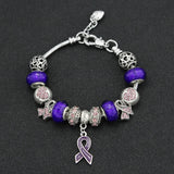 Pink Ribbon Pendant Heart Bracelet Breast Cancer Awareness Gift