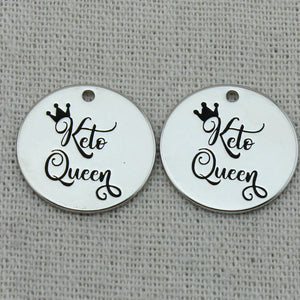 KETO QUEEN Charms Pendant Necklace Laser Engraved Charm