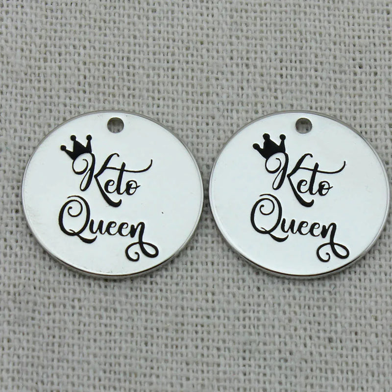KETO QUEEN Charms Pendant Necklace Laser Engraved Charm