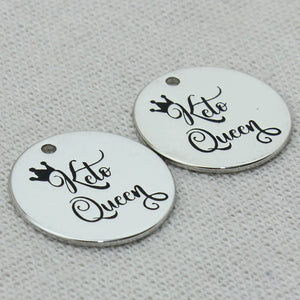 KETO QUEEN Charms Pendant Necklace Laser Engraved Charm
