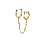 Silver Filled CZ Double Hoop Earrings Zircon Piercing Chain Earring