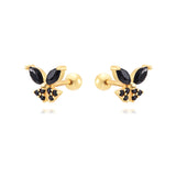 CZ Butterfly Thread Earrings Silver Filled Zircon Stud Piercing Jewelry