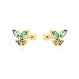 CZ Butterfly Thread Earrings Silver Filled Zircon Stud Piercing Jewelry