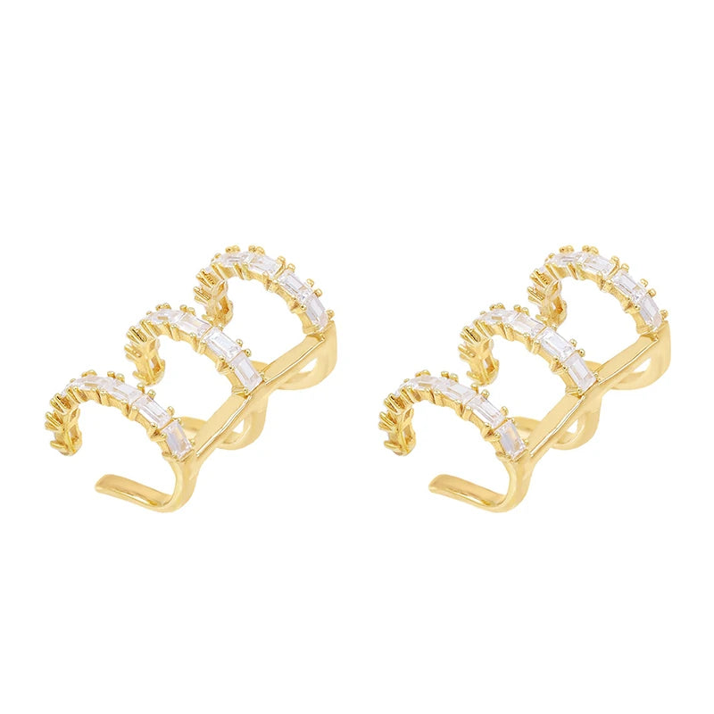 Zircon Ear Cuffs Earrings for Women, CZ Clip-Ons, Party Wedding Jewelry