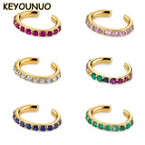 Colorful Zircon Clip Earrings for Women Non Pierced CZ Ear Cuffs Party Jewelry