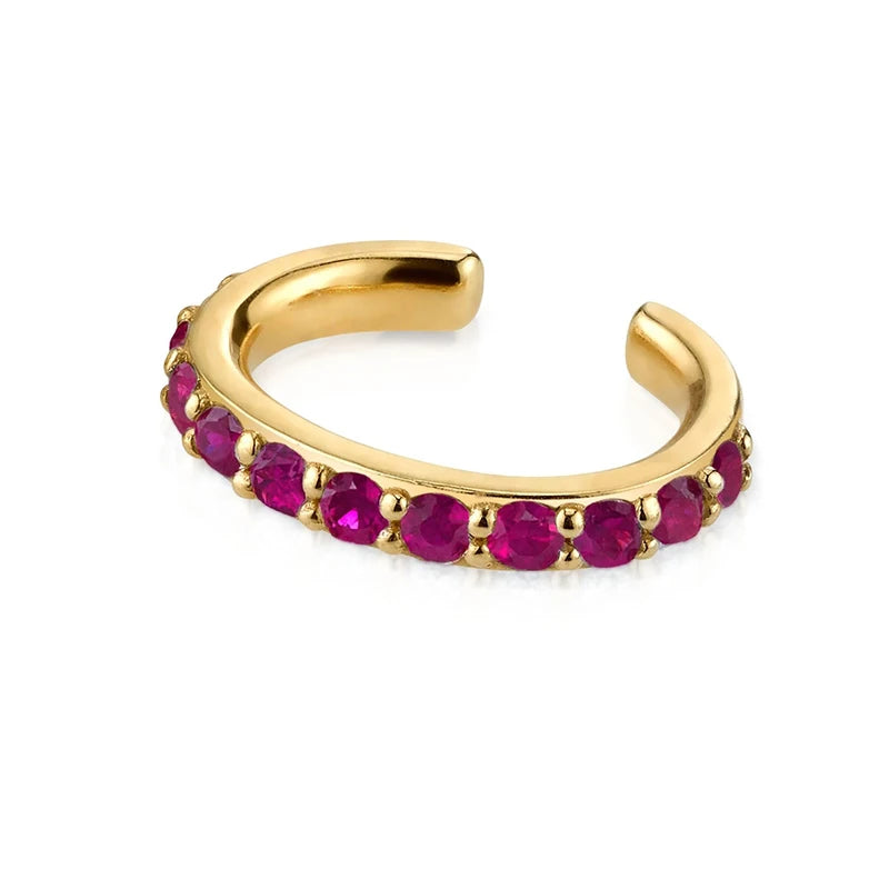 Colorful Zircon Clip Earrings for Women Non Pierced CZ Ear Cuffs Party Jewelry