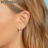 Colorful Zircon Clip Earrings for Women Non Pierced CZ Ear Cuffs Party Jewelry