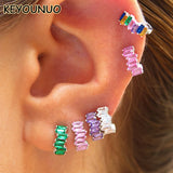 Colorful Zircon CZ Hoop Earrings Women Piercing Party Wedding Jewelry