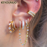 Colorful Zircon Stud Hoop Earrings for Women