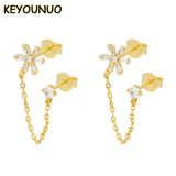 Zircon Flower Chain Earrings Women's Party Wedding Jewelry